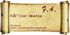 Füller Anetta névjegykártya