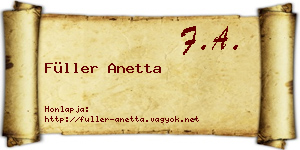 Füller Anetta névjegykártya